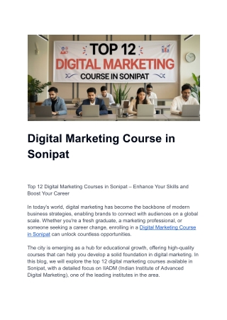 Digital Marketing Course in Sonipat