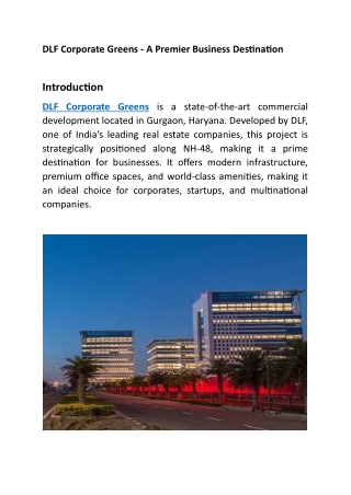 DLF Corporate Greens - The Future of Commercial spaces in Gurgaon.