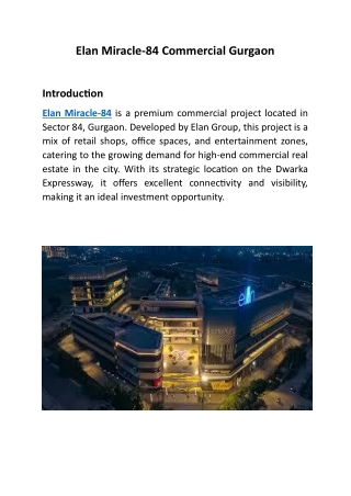 Elan Miracle - The Future of Retail, Office Spaces in Gurgaon.