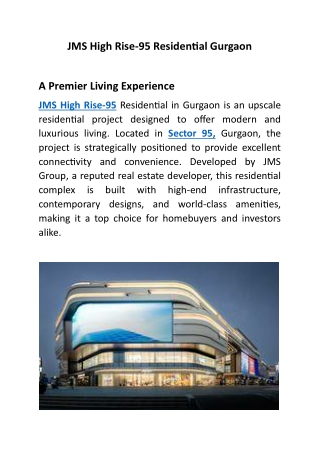 JMS High Rise 95 - Elevate Luxury Living in Gurgaon.