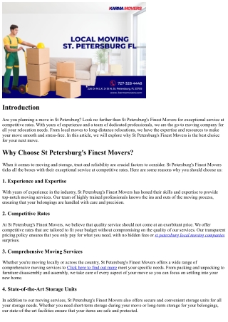 St Petersburg's Finest Movers: Exceptional Service at Competitive Rates
