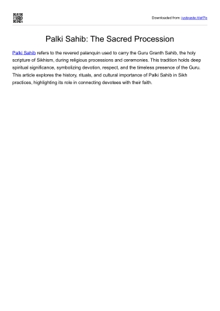 Palki Sahib: The Sacred Procession