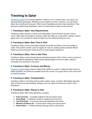 Traveling to Qatar