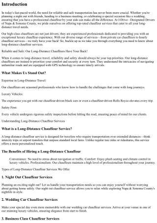 Reliable and Safe: Our Long-Distance Chauffeurs Have Your Back!