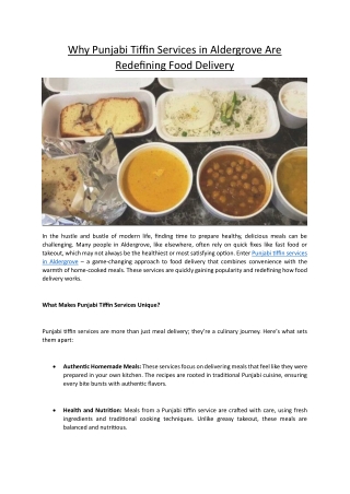 Why Punjabi Tiffin Services in Aldergrove Are Redefining Food Delivery