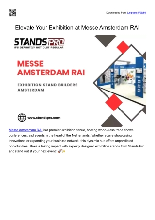 Elevate Your Exhibition at Messe Amsterdam RAI