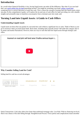 Turning Land into Liquid Assets: A Guide to Cash Offers