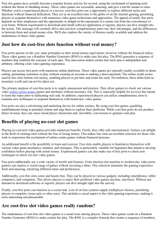 Totally Free  Slot Machine -  Looking At the  Globe of No-Cost  Playing Games Ad