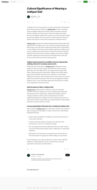 Cultural Significance of Wearing a Jodhpuri Suit