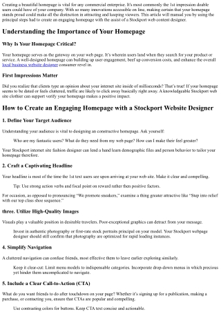 How to Create an Engaging Homepage with a Stockport Website Designer