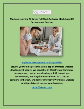 Machine Learning AI Driven Full Stack Software Blockchain IOT Development Services