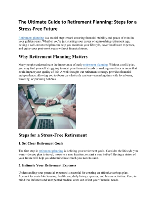 The Ultimate Guide to Retirement Planning Steps for a Stress-Free Future