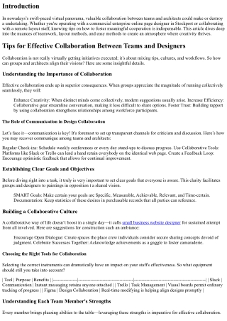 Tips for Effective Collaboration Between Teams and Designers