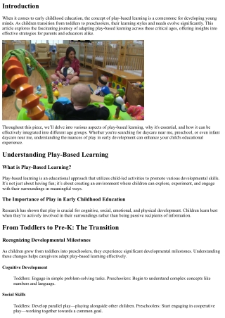 “From Toddlers to Pre-K: Adapting Play-Based Learning Across Ages”