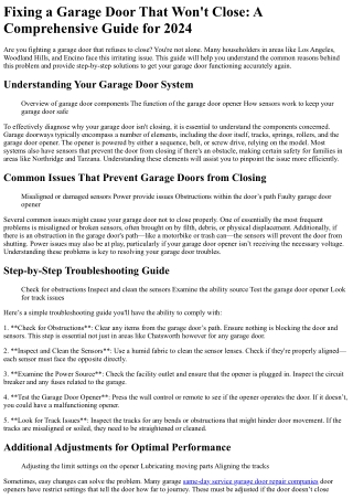 7 Things You Should Not Do With same-day service garage door repair companies