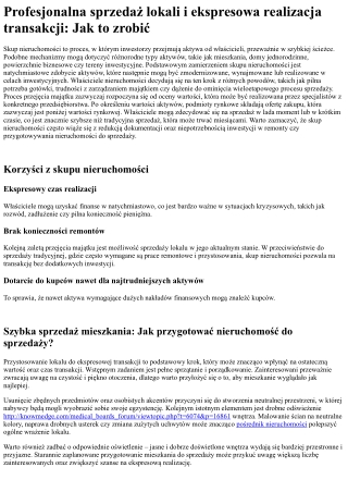 Szybka sprzedaż nieruchomości: Skup nieruchomości i ekspresowa realizacja transa