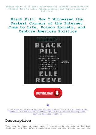 eBooks Black Pill How I Witnessed the Darkest Corners of the Internet Come to Life  Poison Society