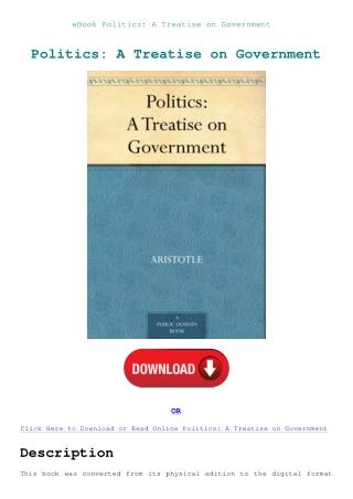 eBook Politics A Treatise on Government