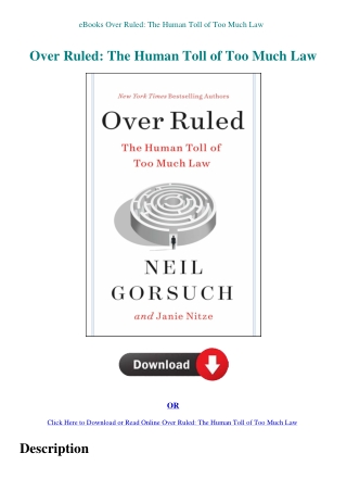 eBooks Over Ruled The Human Toll of Too Much Law