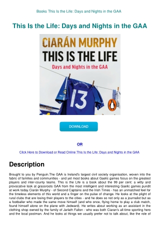 Books This Is the Life Days and Nights in the GAA