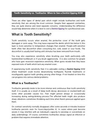 Tooth Sensitivity vs. Toothache_ When to See a Dentist Epping NSW