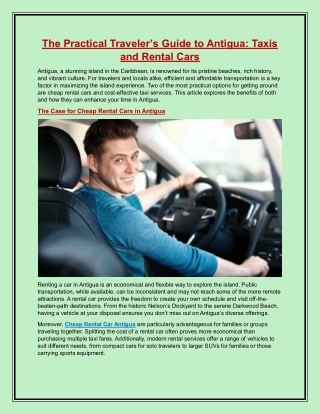 The Practical Traveler’s Guide to Antigua Taxis and Rental Cars