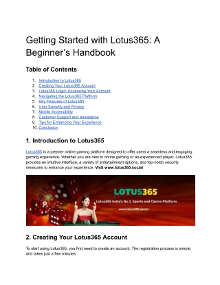 Getting Started with Lotus365