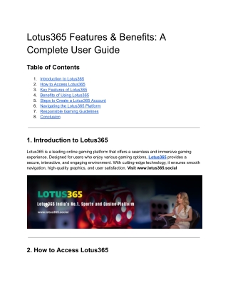 Lotus365 Features & Benefits_ A Complete User Guide PDF content