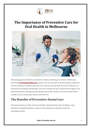 The Importance of Preventive Care for Oral Health in Melbourne