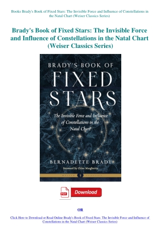 Books Brady's Book of Fixed Stars The Invisible Force and Influence of Constellations in the Natal C