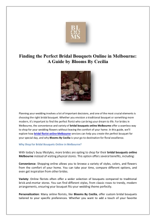 Affordable Wedding Flowers Melbourne | Blooms By Cecilia