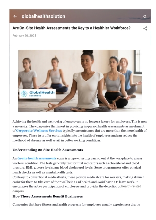 Are On-Site Health Assessments the Key to a Healthier Workforce