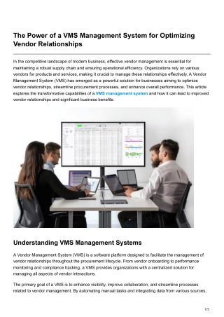 The Power of a VMS Management System for Optimizing Vendor Relationships