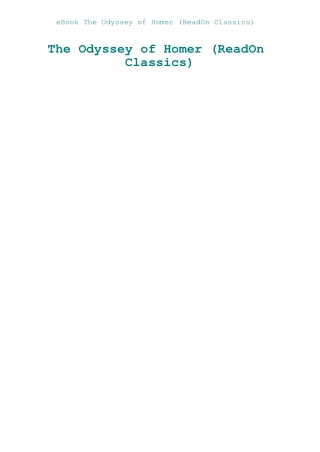 eBook The Odyssey of Homer (ReadOn Classics)