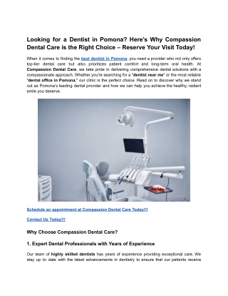 Looking for a Dentist in Pomona? Here’s Why Compassion Dental Care is the Right