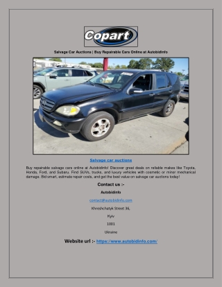 Salvage Car Auctions | Buy Repairable Cars Online at Autobidinfo