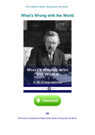 PDF eBooks What's Wrong with the World