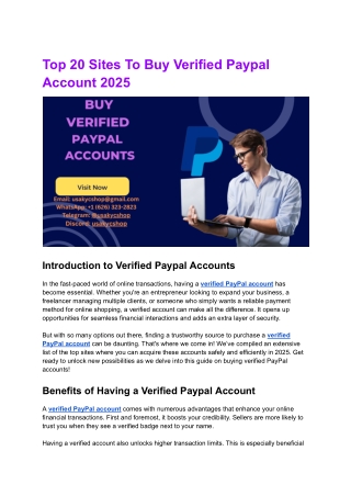 Top 20 Sites To Buy Verified Paypal Account 2025