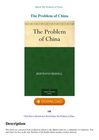 eBook The Problem of China