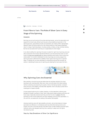 From Fibre to Yarn The Role of Sliver Cans in Every Stage of the Spinning