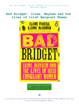 PDF Bad Bridget Crime  Mayhem and the Lives of Irish Emigrant Women