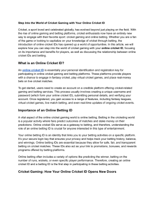 Step Into the World of Cricket Gaming with Your Online Cricket ID (1)