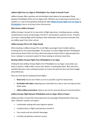JetBlue Flight from Las Vegas to Philadelphia Your Guide to Smooth Travel