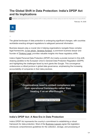 The Global Shift in Data Protection Indias DPDP Act and Its Implications