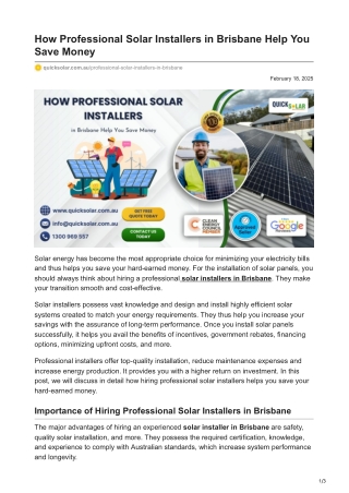 Professional Solar Installers in Brisbane – Expert Solar Solutions