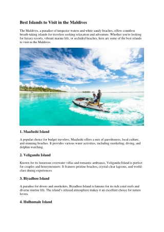 Best Islands to Visit in the Maldives