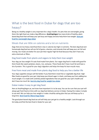 best pet food for overweight dogs dubai