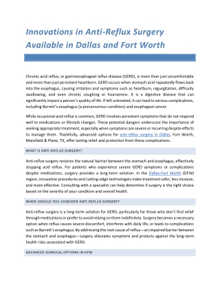 Innovations in Anti-Reflux Surgery Available in Dallas and Fort Worth (1)