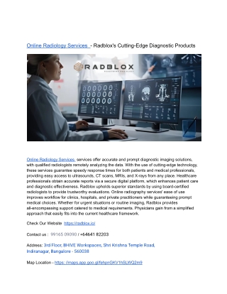 Online Radiology Services  - Radblox's Cutting-Edge Diagnostic Products