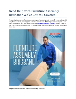 Need Help with Furniture Assembly Brisbane